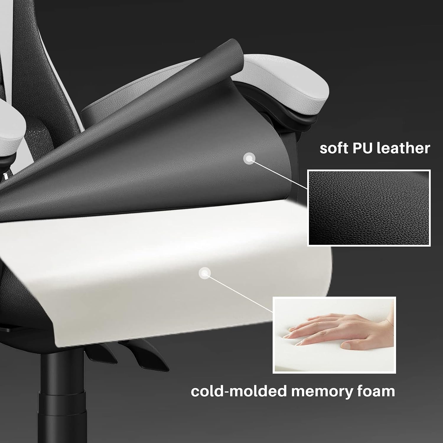 Ergonomic Gaming Chair PU Leather w/ Lumbar Headrest