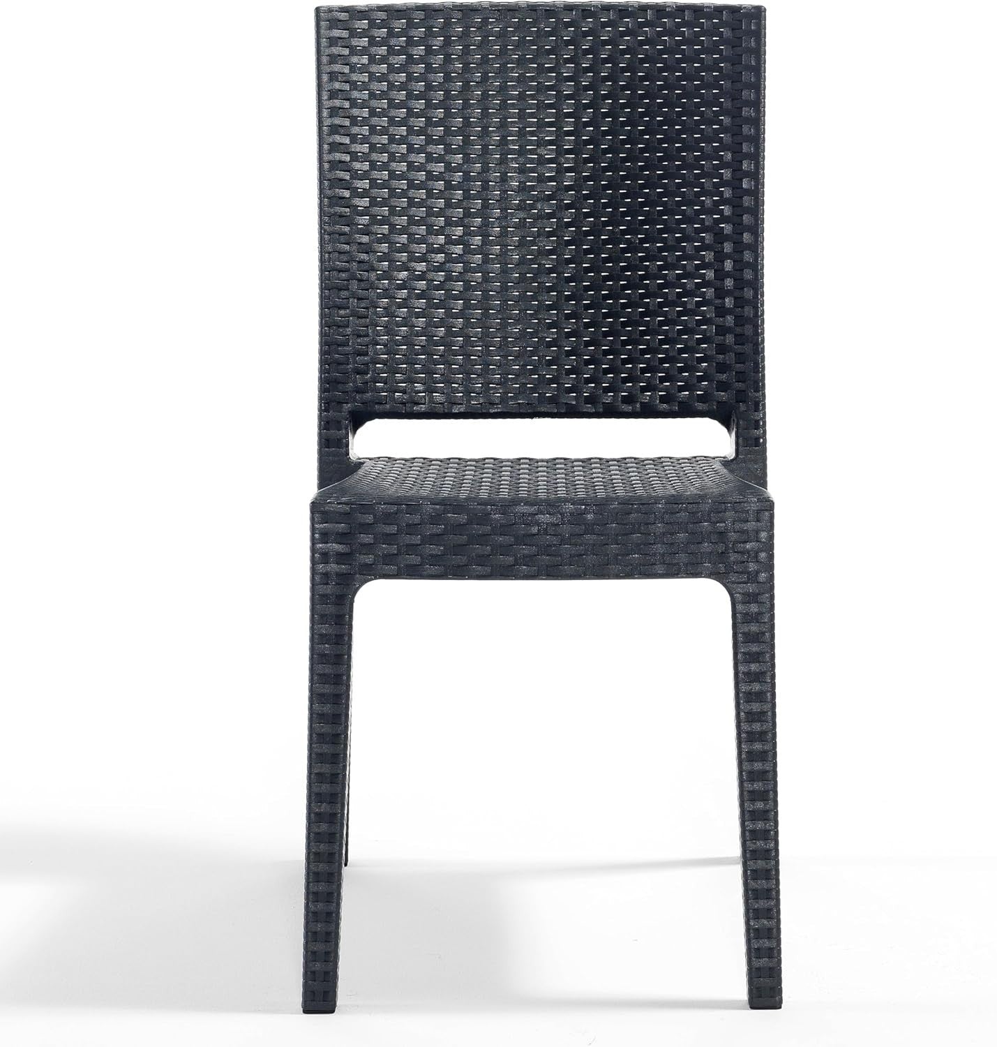 Set of 2 Stackable Rattan Effect Side Chairs Indoor Outdoor Patio Seating