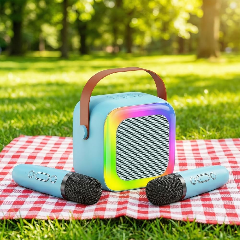 Mini Karaoke Machine Bluetooth Speaker with Mic LED Party