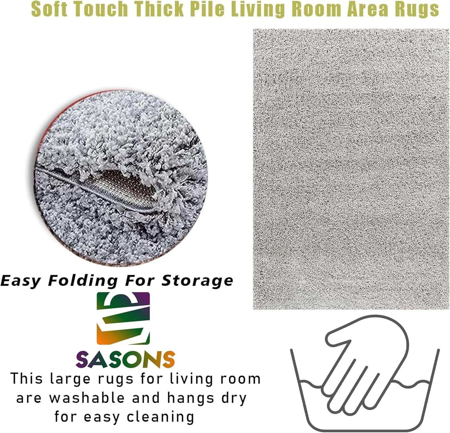 Extra Large Shaggy Rug 160x230cm 5cm Thick Soft High Pile Silver Carpet