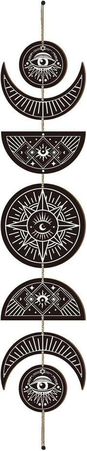 Moon Phase Wall Hanging Wooden Boho Witchy Decor Art