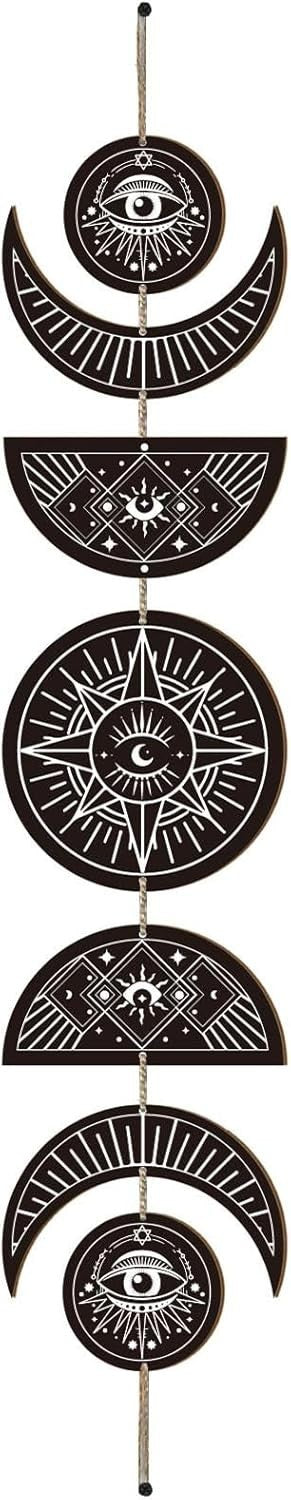Moon Phase Wall Hanging Wooden Boho Witchy Decor Art