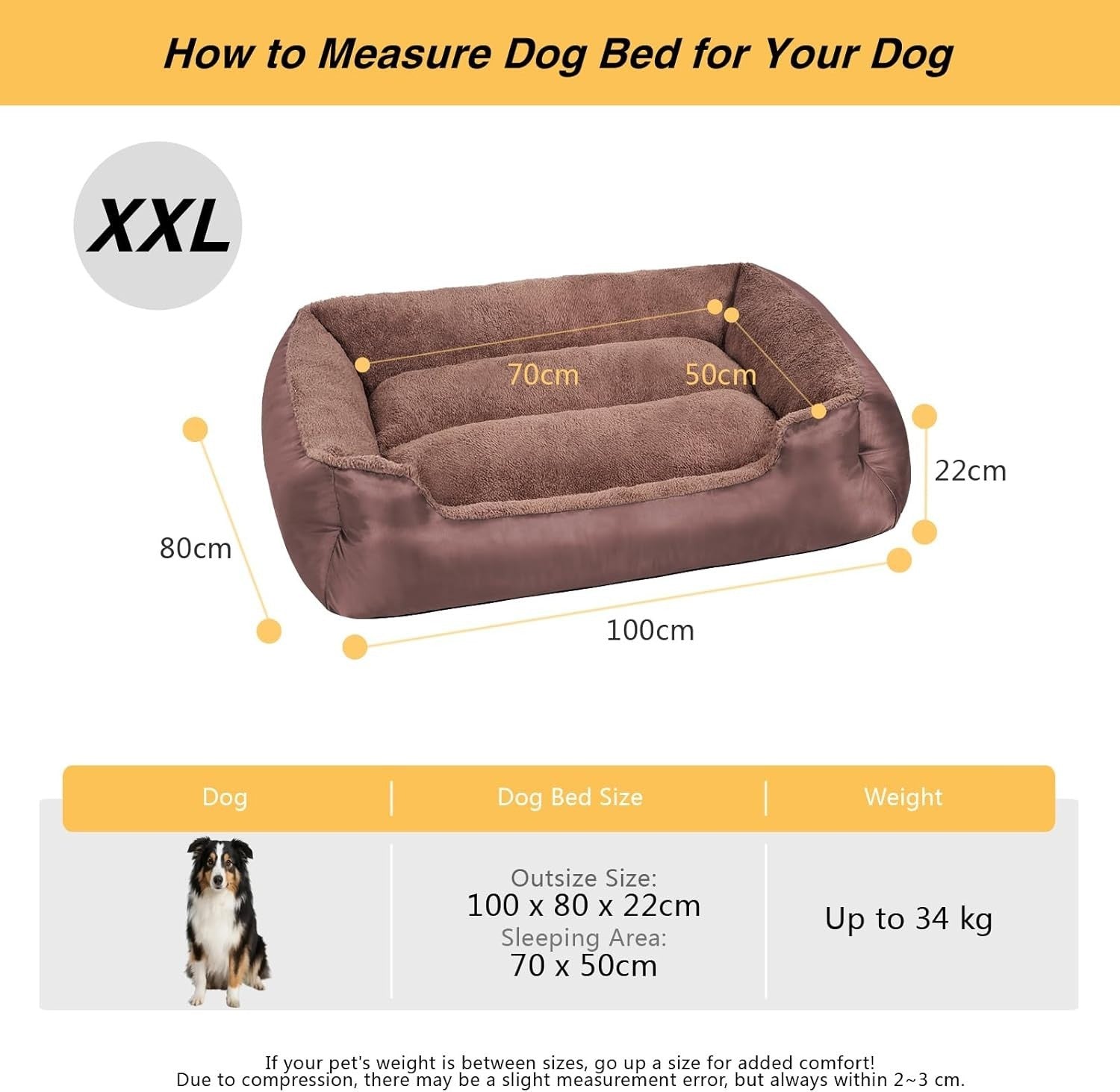 Extra Large Dog Bed 100x80cm Washable Plush Sofa Non Slip