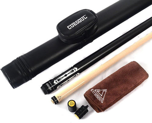 58in Maple Pool Cue 19oz 13mm Tip 1/2 Joint Case Balanced Control