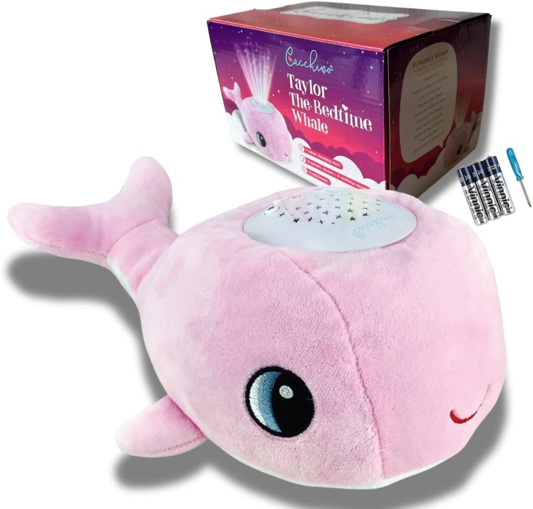 Pink Baby Sleep Aid with Cry Sensor Award Winning Plush Whale Sleep Soother