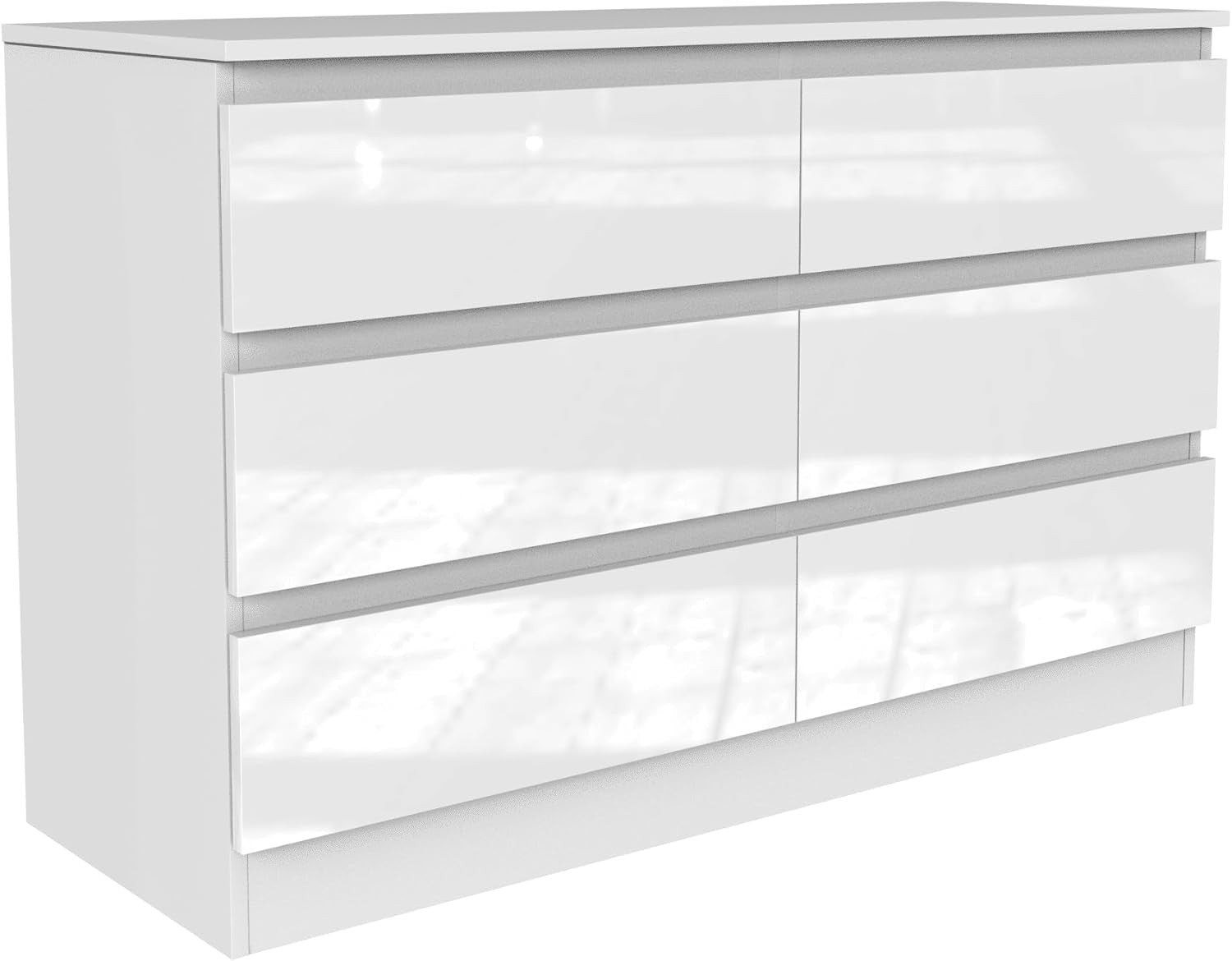 White Gloss 6 Drawer Chest Dresser Storage Unit Bedroom Modern Cabinet