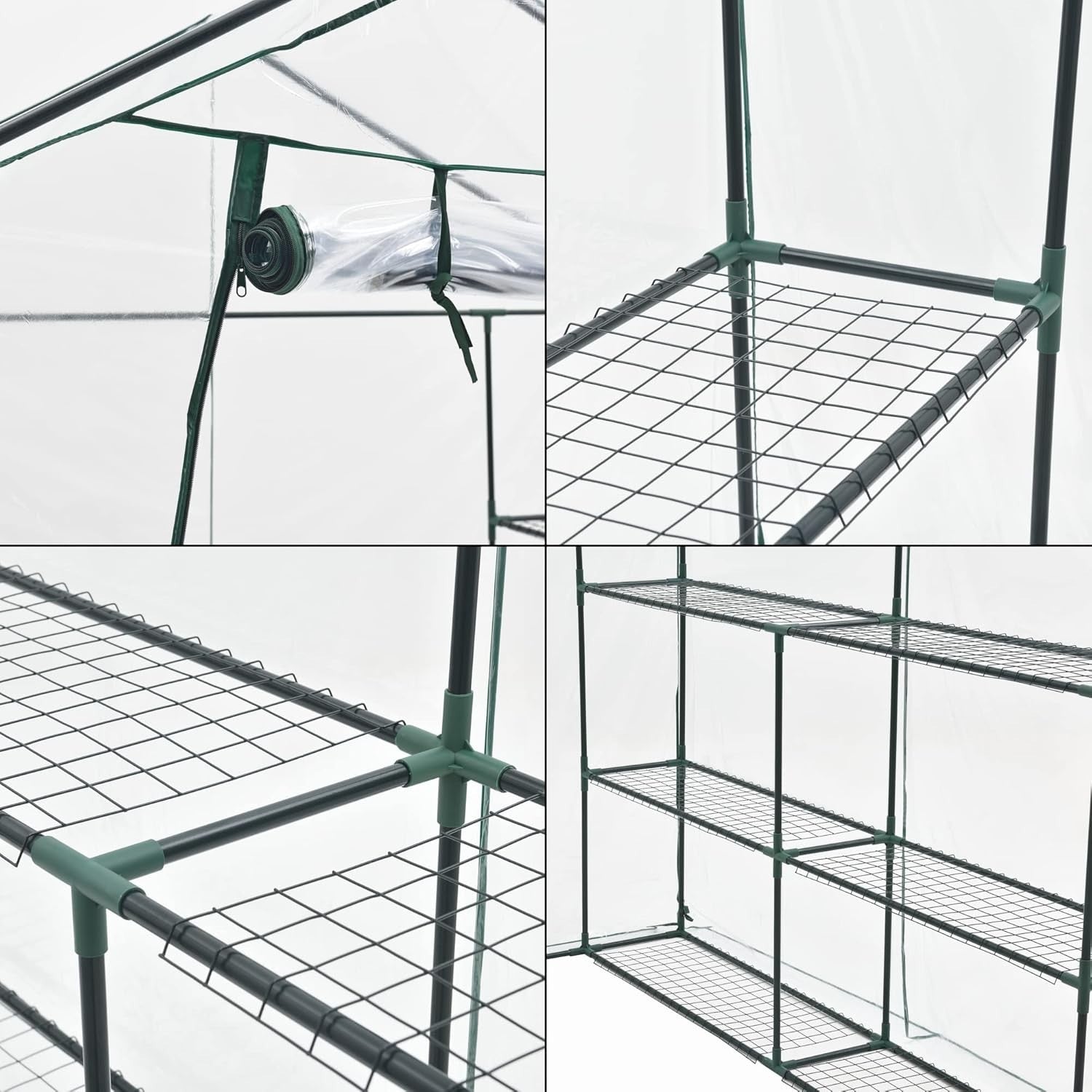 Large Walk-In Greenhouse with Shelves | Heavy Duty PVC Cover | Steel Frame