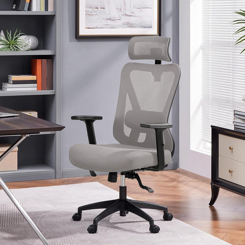 Ergonomic Mesh Office Chair Swivel Computer Desk Seat Reclining Grey 300lbs Max