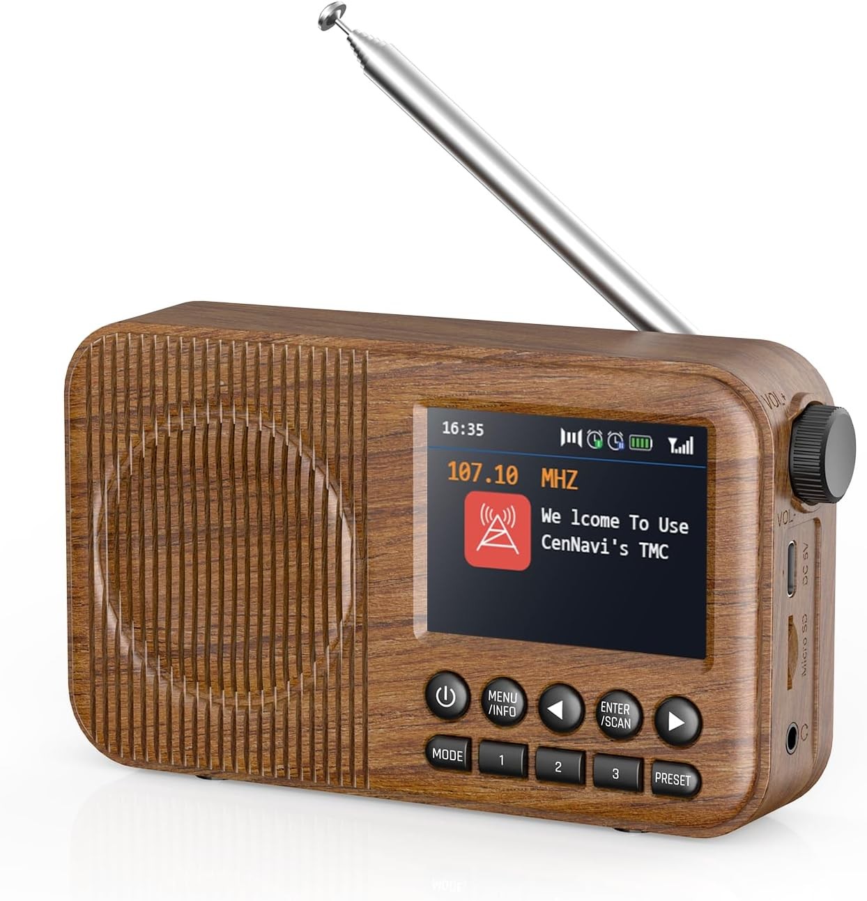 Portable Digital Radio Bluetooth Rechargeable Dual Alarm Colour Display