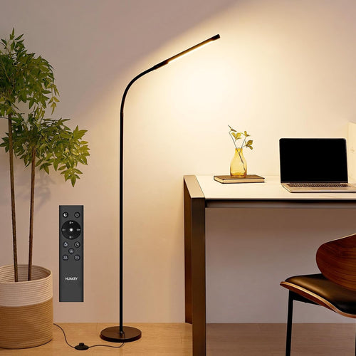 LED Floor Lamp Dimmable Adjustable Reading Light Remote Touch Timer Black
