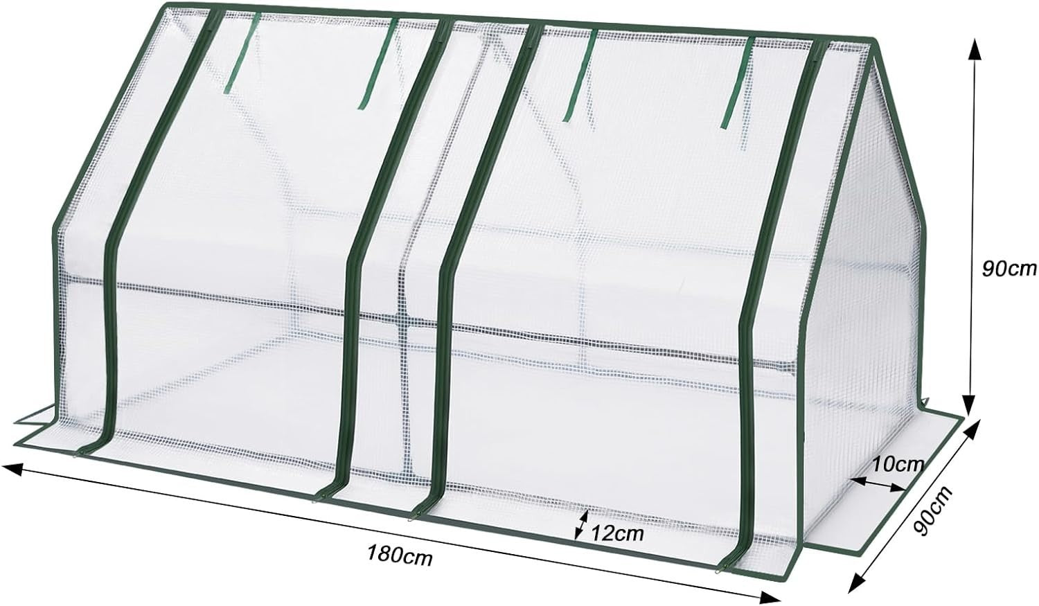 Large Mini Garden Greenhouse 180x90x90cm White PE Cover with Roll-Up Windows