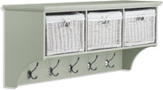 Tetbury Wall Mounted Coat Rack with 3 Storage Baskets | Hanging Shelf 113cm Wide