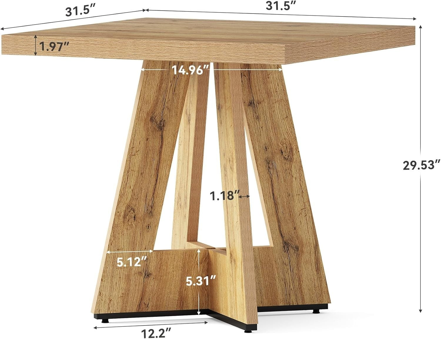 Rustic Farmhouse Square Dining Table 2-4 Seater Pedestal Wood Kitchen
