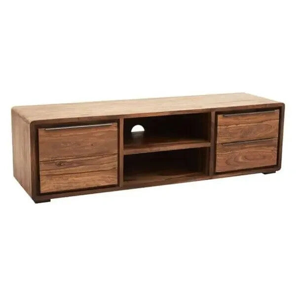 Solid Sheesham Acacia Wood TV Unit – Rustic Media Console Cabinet 175cm