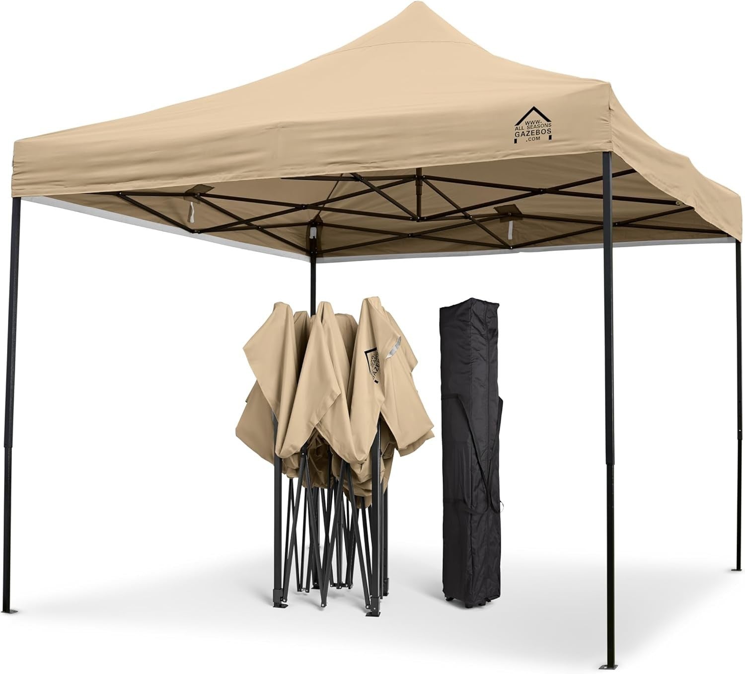 3x3M Beige Pop Up Gazebo Heavy Duty Waterproof Outdoor Tent With Accessories