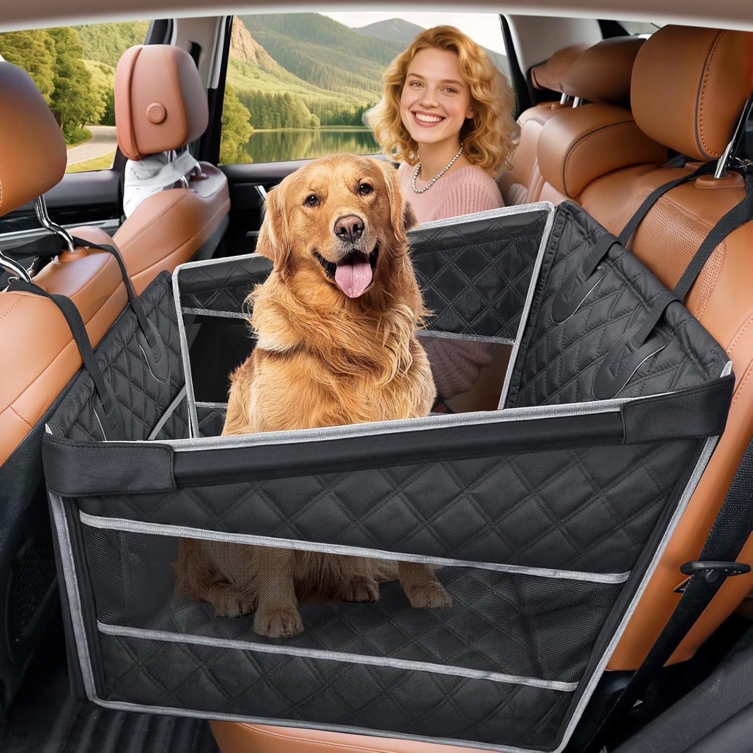 Dog Car Seat Extender Hard Bottom Waterproof Hammock Medium Pet Travel