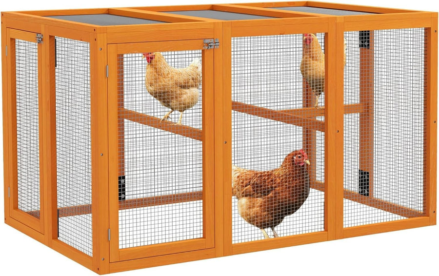 Wooden Chicken Coop Run 140cm Outdoor Hen House w Perches
