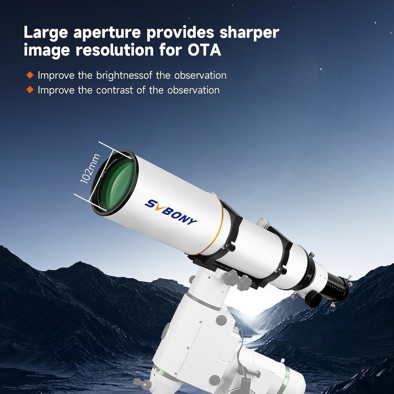 SV503 102MM F7 ED Refractor Telescope OTA White Dual-Speed Focuser