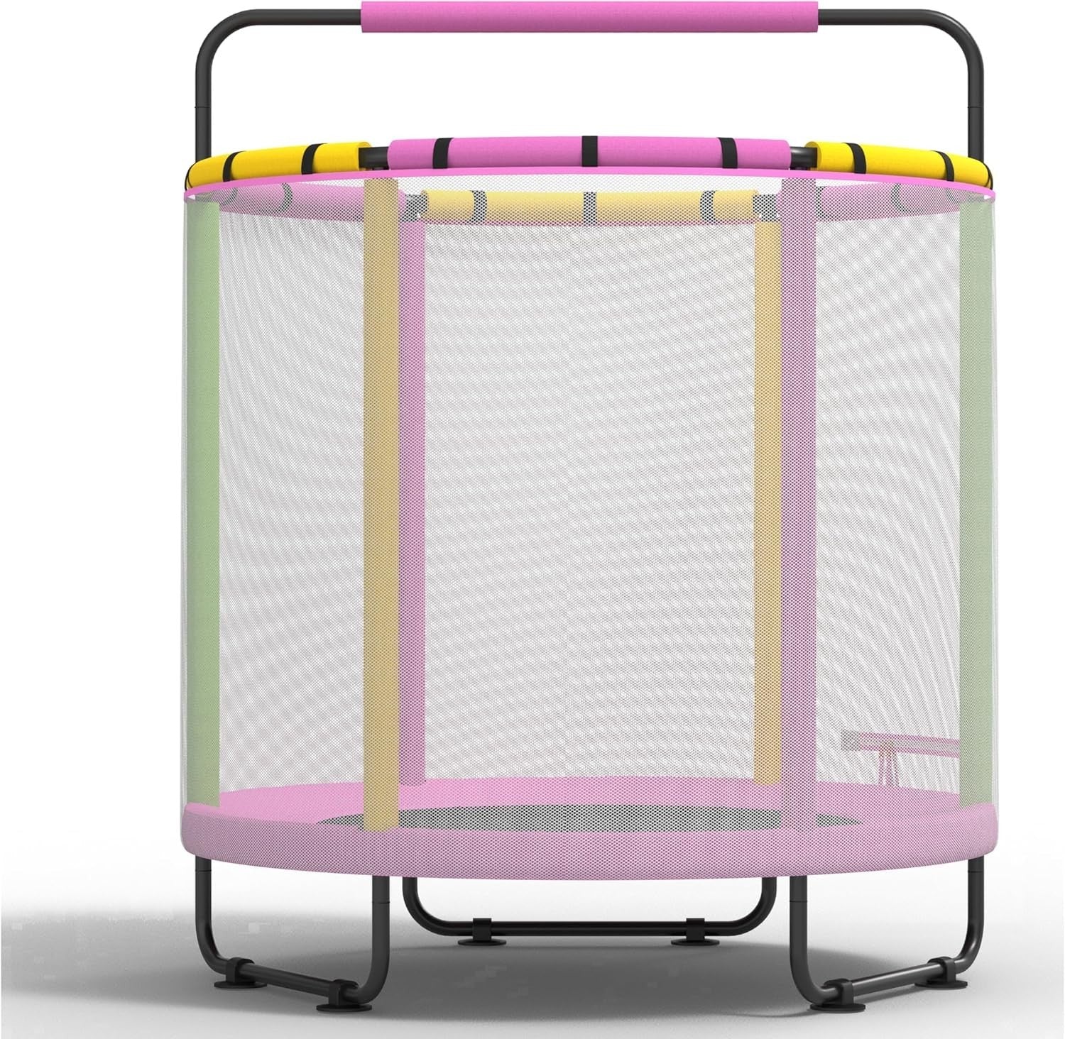 Kids Trampoline with Basketball Hoop Rings Pull-Up Bar Indoor Outdoor