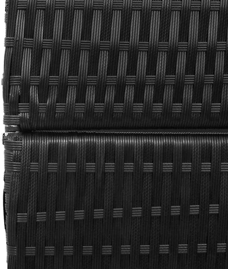 Black Poly Rattan Room Divider 5-Panel Folding Privacy Screen 146x180cm Indoor O