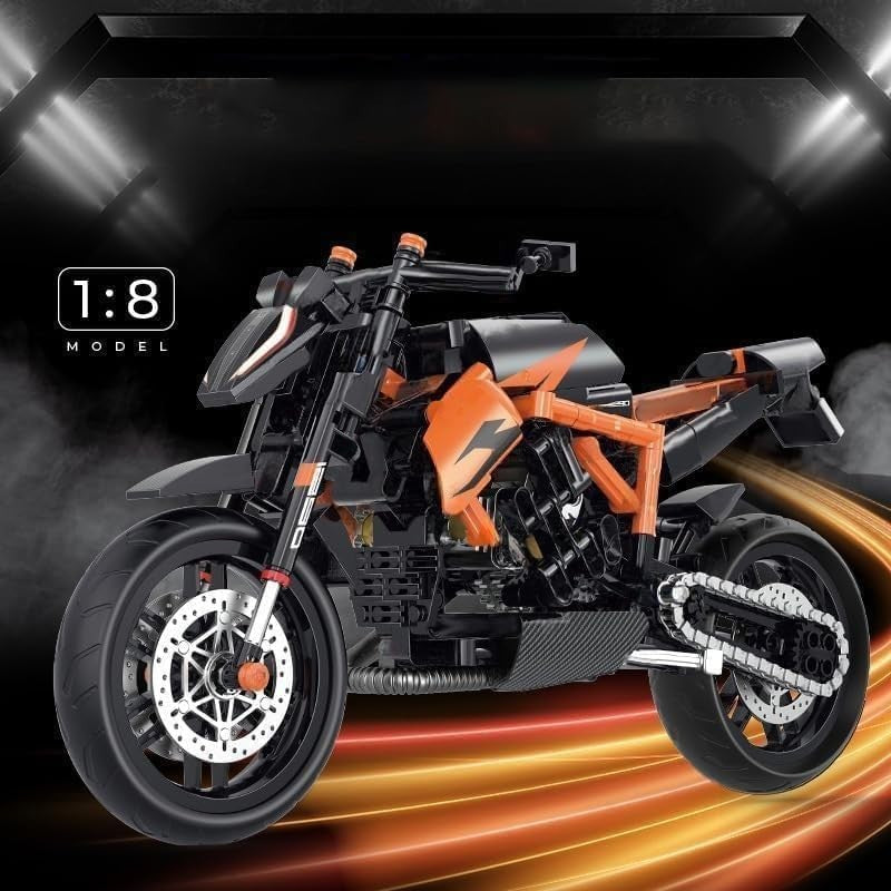 Motorcycle Building Kit 579 PCS, Realistic Superduke 1290R Model, Fun for Kids