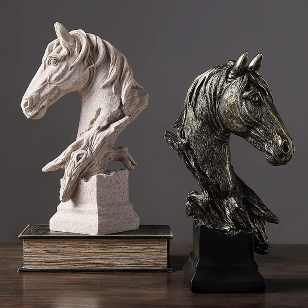 Modern Horse Head Sculpture • 30cm Resin Statue • Luxury Abstract Home Decor