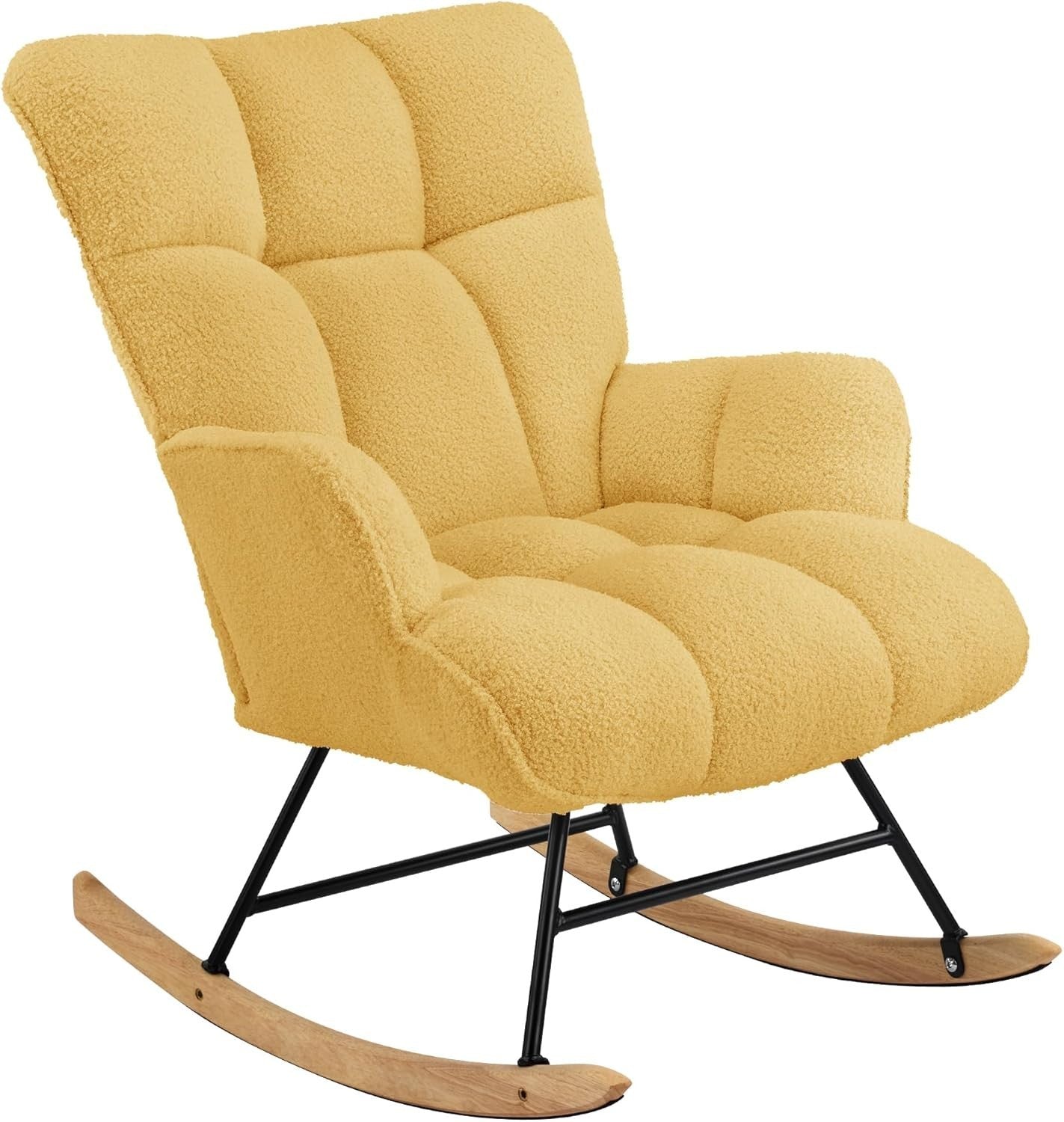Teddy Rocking Chair Nursery Glider Armchair Adults Kids Room Yellow