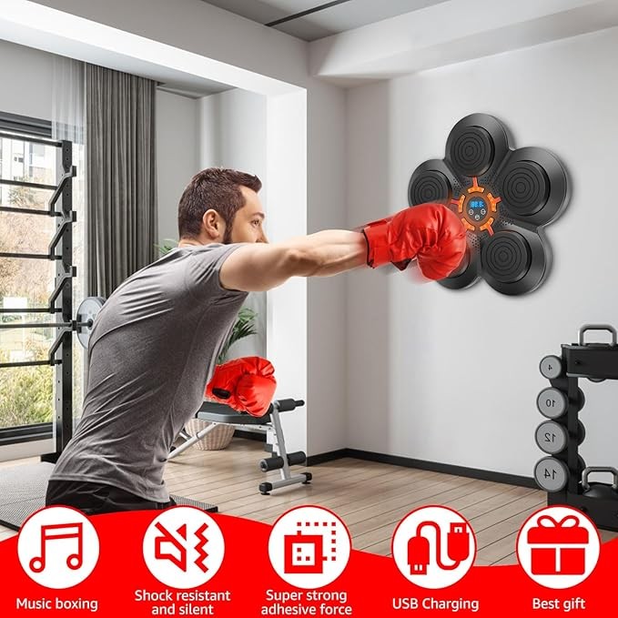 Bluetooth Music Boxing Machine LED Wall Target 9 Speed Reaction Trainer