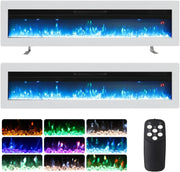 50" Electric Fireplace Wall Mounted Heater LED Flame Remote Timer