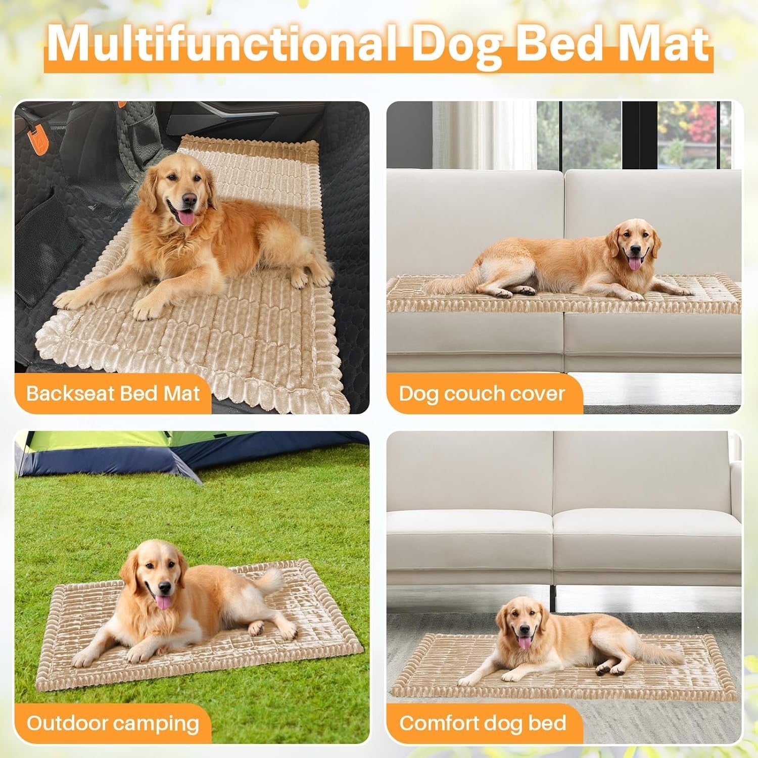 Plush Dog Travel Bed Car Rear Seat Protector Non Slip Mat 138x63cm