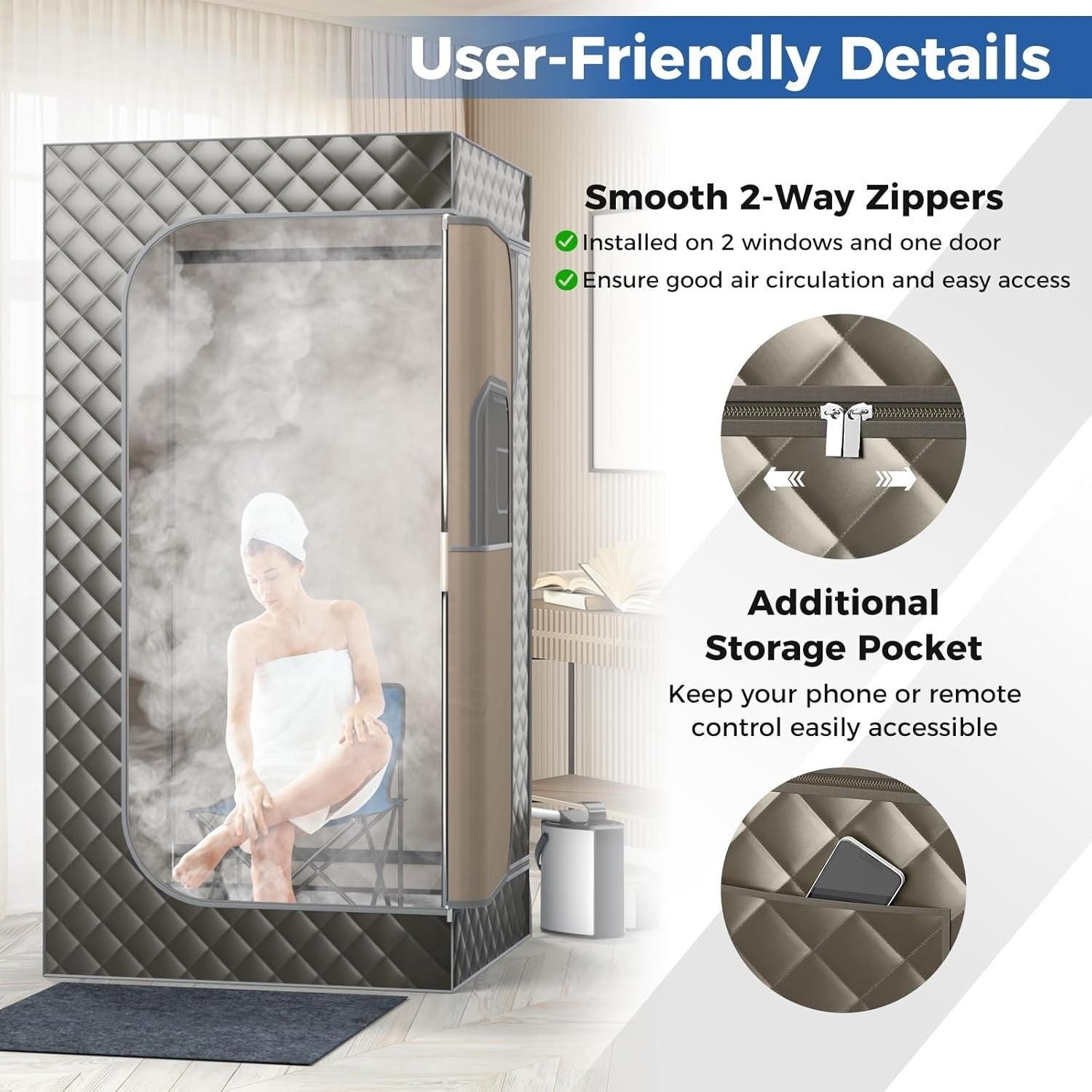 Portable Home Steam Sauna Tent w/ 3L Steamer & Remote – Full Body Detox Spa