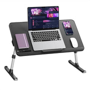 Adjustable Bed Laptop Table Large Lap Desk 60x33cm Mouse Space Black