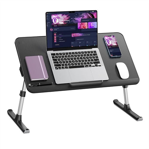 Adjustable Bed Laptop Table Large Lap Desk 60x33cm Mouse Space Black