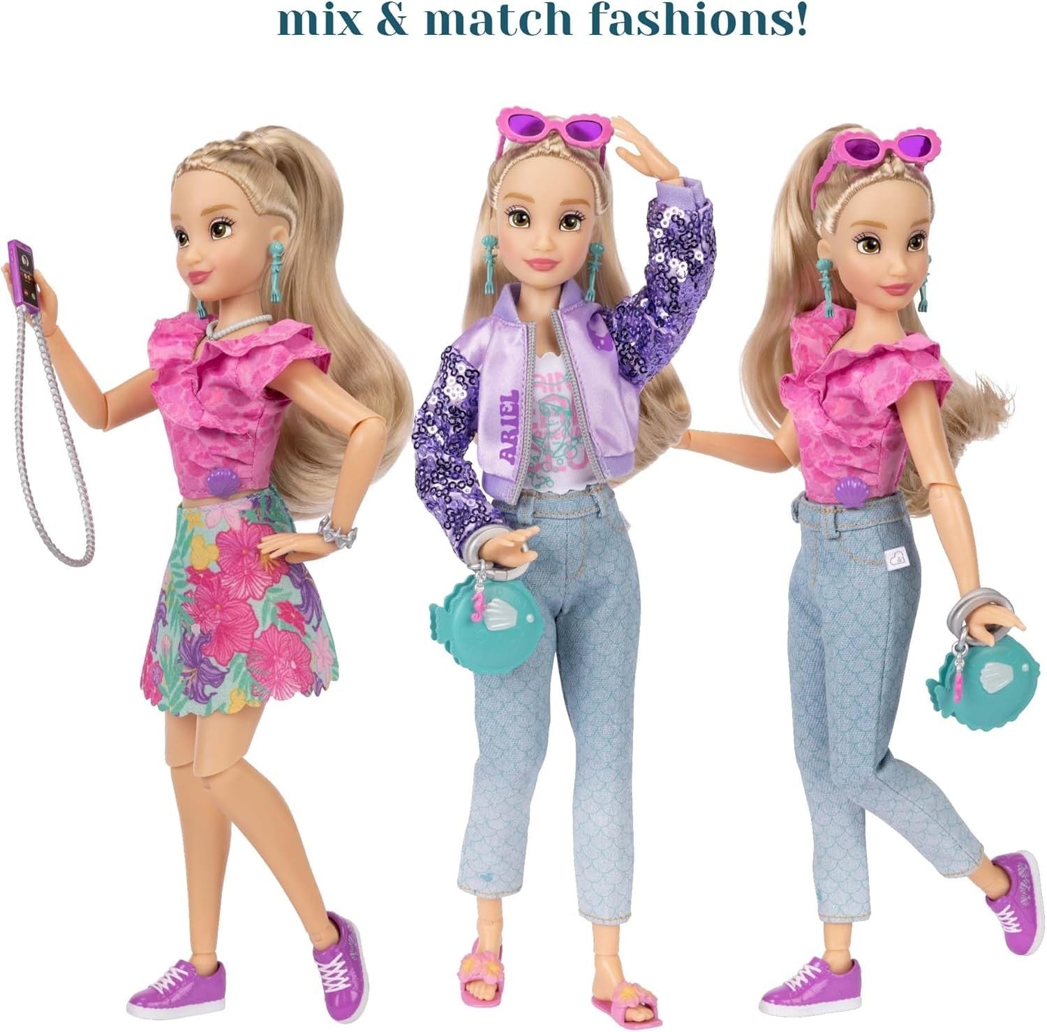 Poseable Fashion Doll 30cm with 2 Outfits Mickey Ring Gift Set