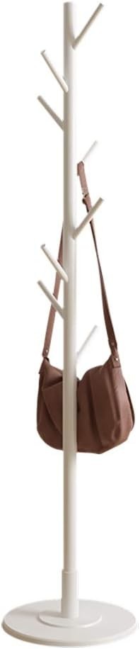 Wooden Standing Coat Rack Tree White Clothes Hanger Organizer for Home Hallway