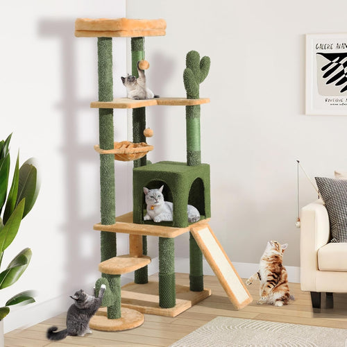 Cactus Cat Tree 153cm Tall Indoor Climbing Tower with Condo Scratching Posts