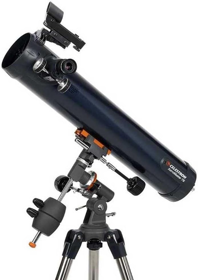 76mm Newtonian Reflector Telescope with EQ Mount, Eyepieces & Tripod, Blue