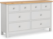 Grey 8 Drawer Chest with Oak Top – Large Solid Wood Bedroom Storage Unit