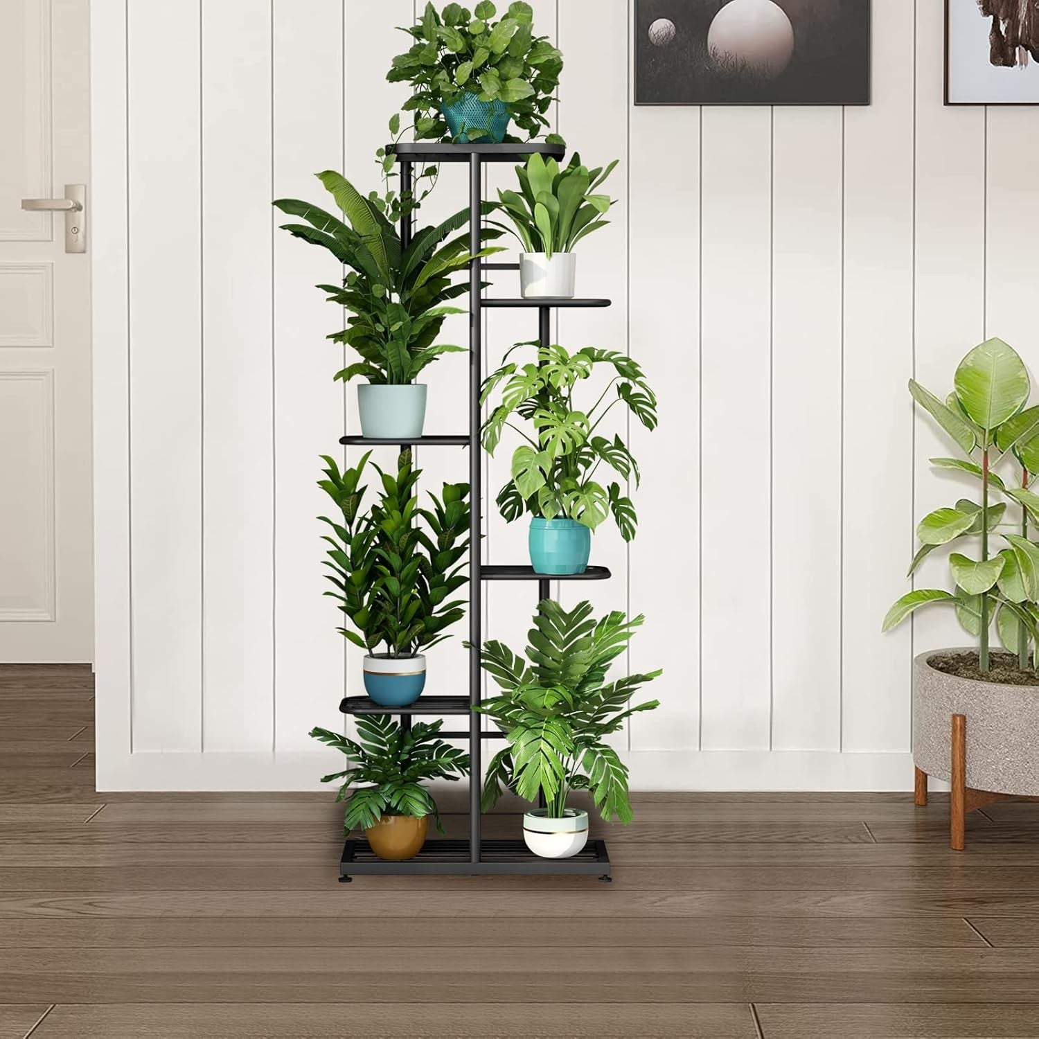 6 Tier Metal Plant Stand Indoor Outdoor Multi Pot Display Rack Dark Grey