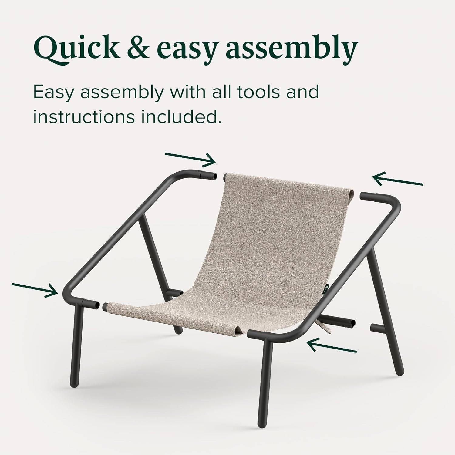 Modern Lounge Sling Chair Oatmeal Beige Accent Armchair Metal Frame