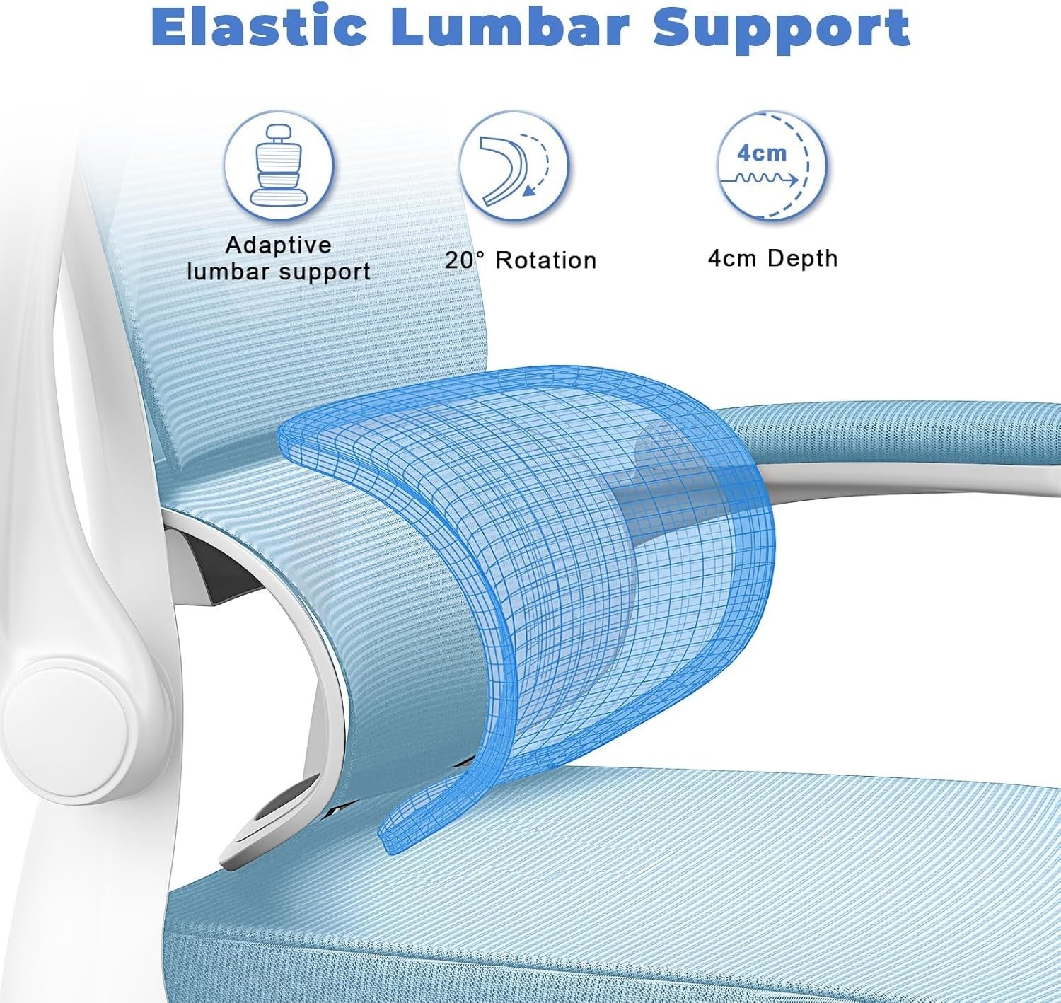 Ergonomic Mesh Office Chair with Adjustable Headrest Armrest Lumbar Support Blue