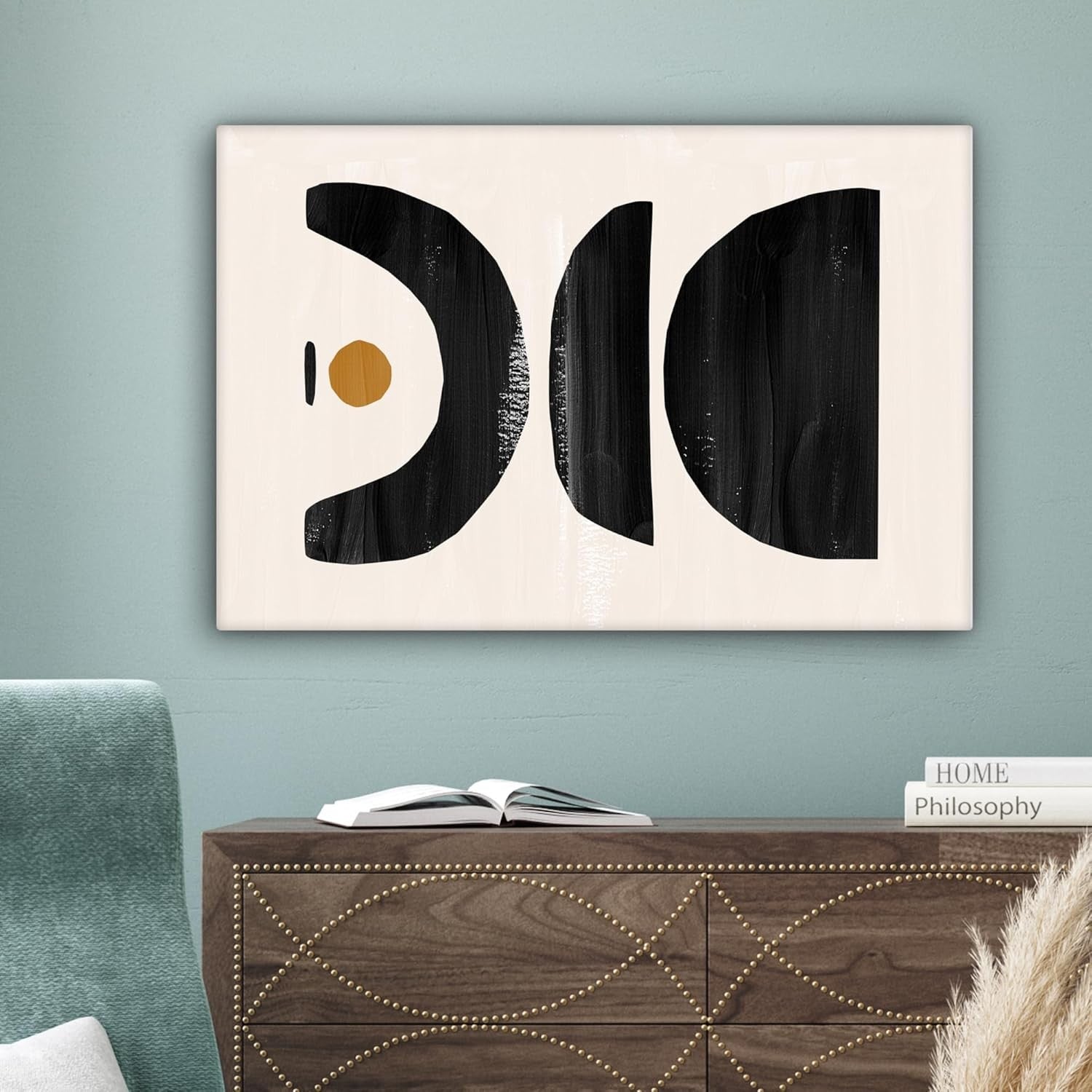 Abstract Black Beige Canvas Wall Art 60x40cm Modern Framed Print
