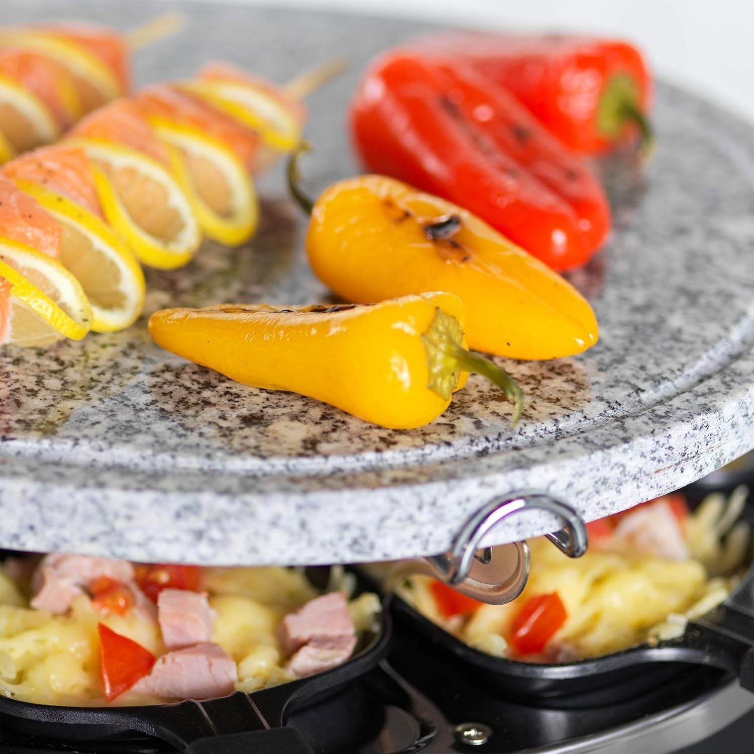 Indoor Stone Raclette Grill for 8 | Non-Stick Pans & Adjustable Heat Dial