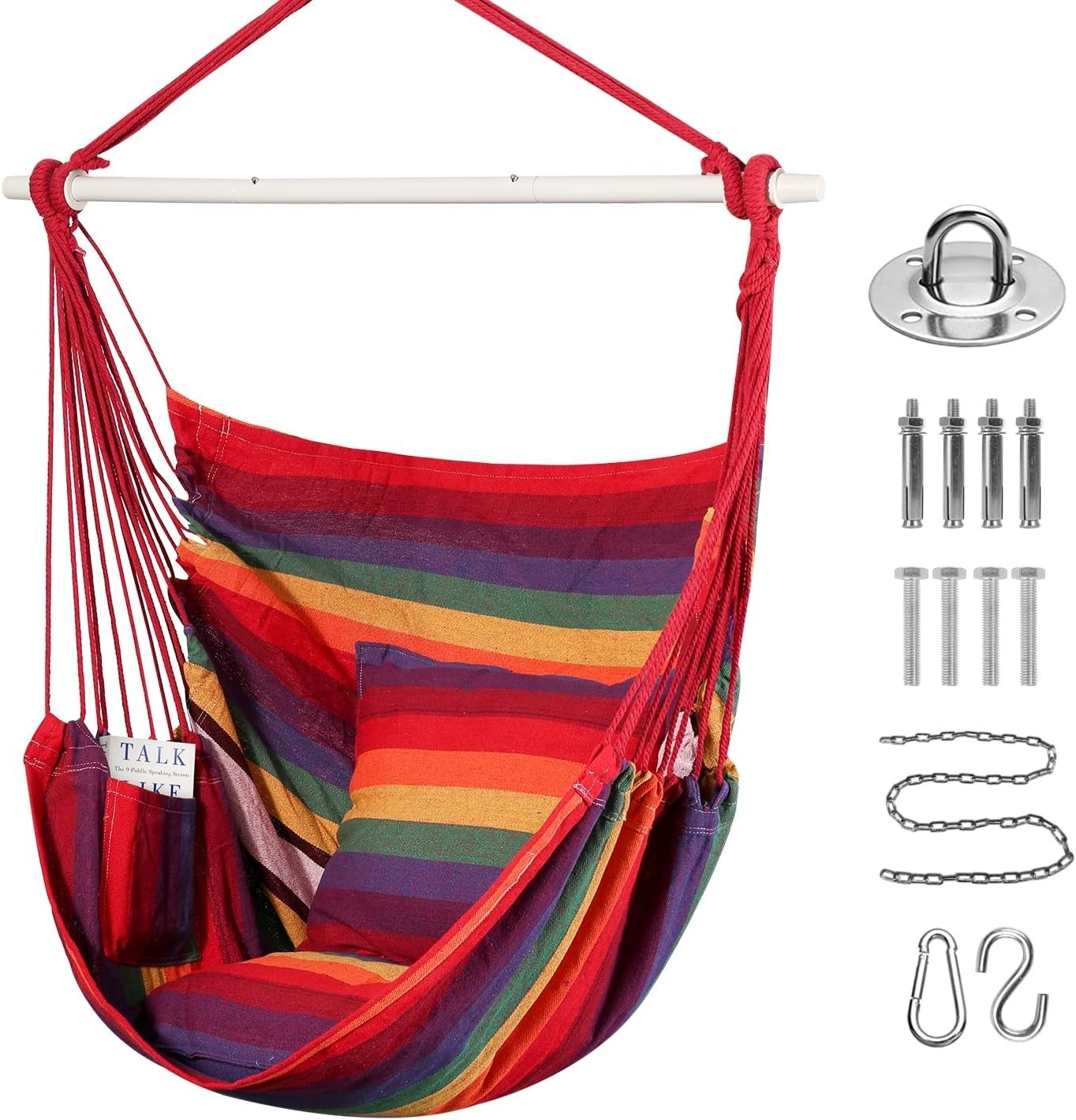 Hammock Chair Swing with Cushions | Indoor Outdoor Seat | 330lbs Max
