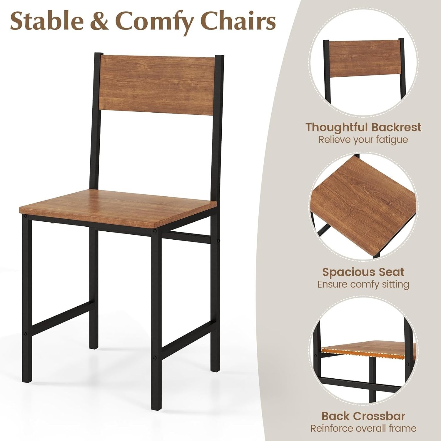 Teak Brown Industrial Dining Set with Bench & Storage Shelf – Seats 4