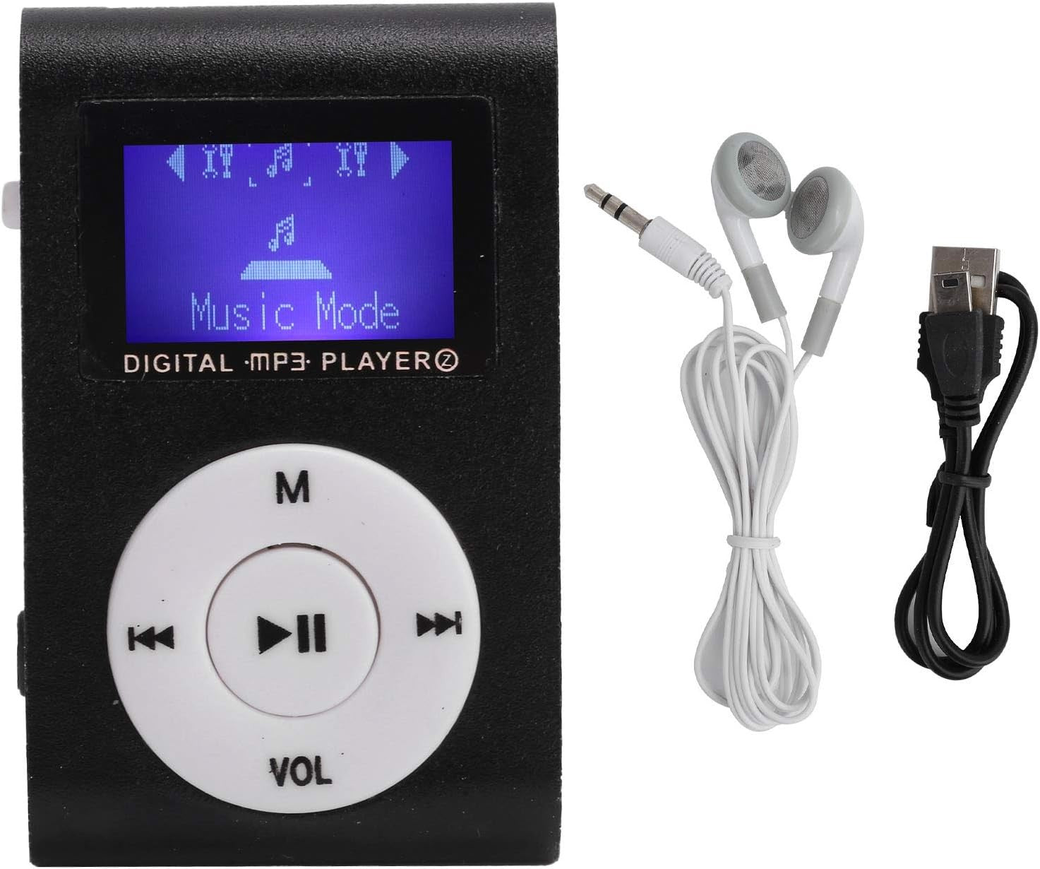 Mini Portable MP3 Music Player with Sports Clip, LCD Screen – Black