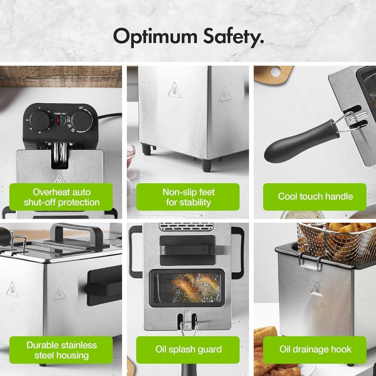 3L Deep Fat Fryer 2000W Stainless Steel | Adjustable Thermostat Easy Clean