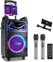 Portable Karaoke Speaker 10" Subwoofer 2 Wireless Mics