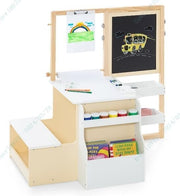 3-in-1 Kids Art Table & Bench Set with Adjustable Easel, Storage & Accessories