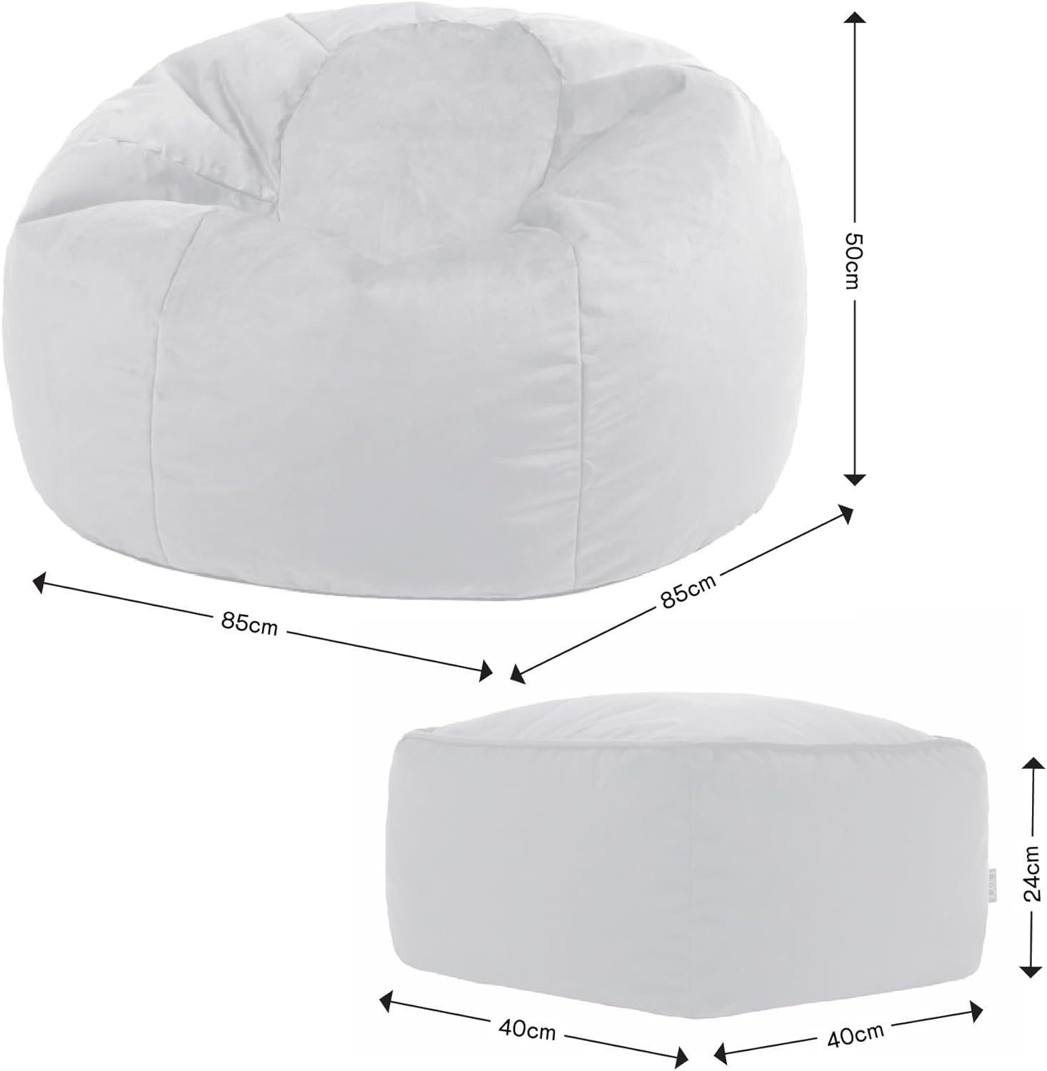 Velvet Bean Bag Chair with Footstool Adult Lounge Seat Teal Green